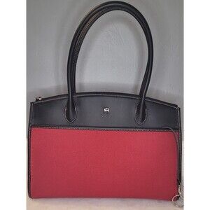 Etienne Aigner Classic Red and Black Color Block Cotton Canvas